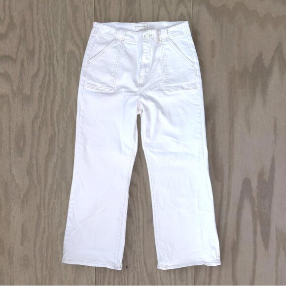 Risen Jeans White Denim Pants High Waist Wide Leg Straight Womens 15 / 32 - Picture 1 of 8